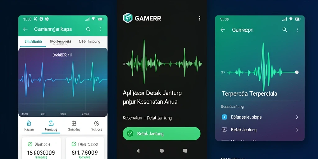 Tampilan antarmuka GAMERP yang menampilkan fungsi detak jantung.