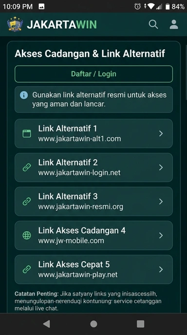 Tampilan link alternatif jakartawin