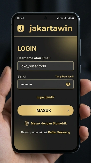 Tampilan halaman login jakartawin